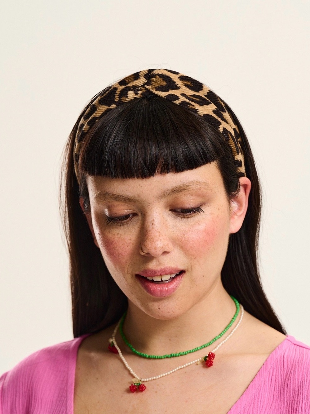 Lucy & Yak Leopard Print Wide Knotted Headband